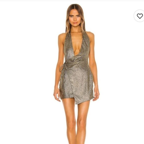 REVOLVE H:OURS Omari Halter Dress In Gold Size Medium - Picture 2 of 10